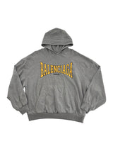 Balenciaga Logo Print Hoodie Grey