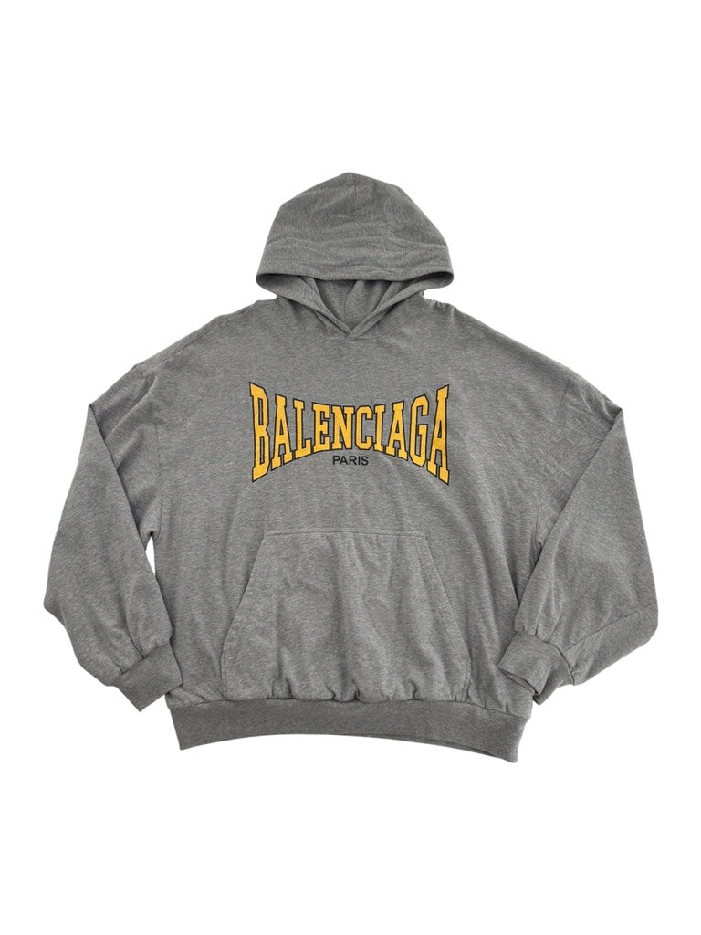 Balenciaga Logo Print Hoodie Grey