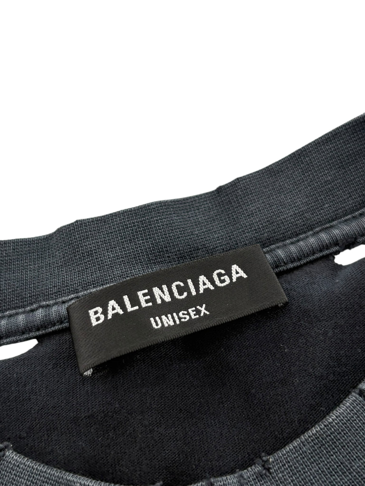 Balenciaga Distressed Logo Tee Washed Black