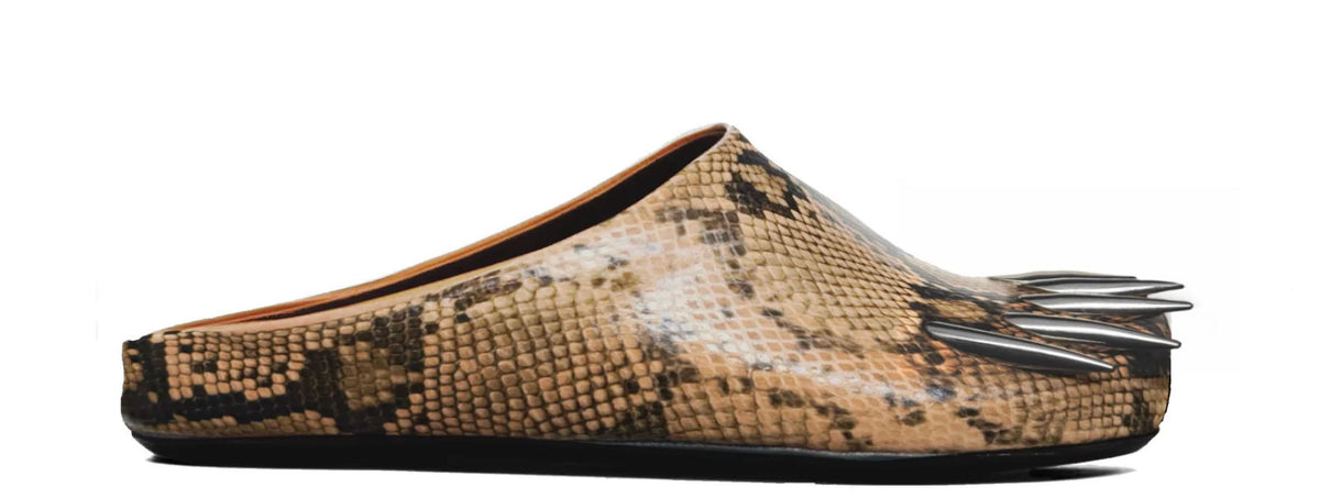 Bravest Studios Snakeskin Claw Mules Tan