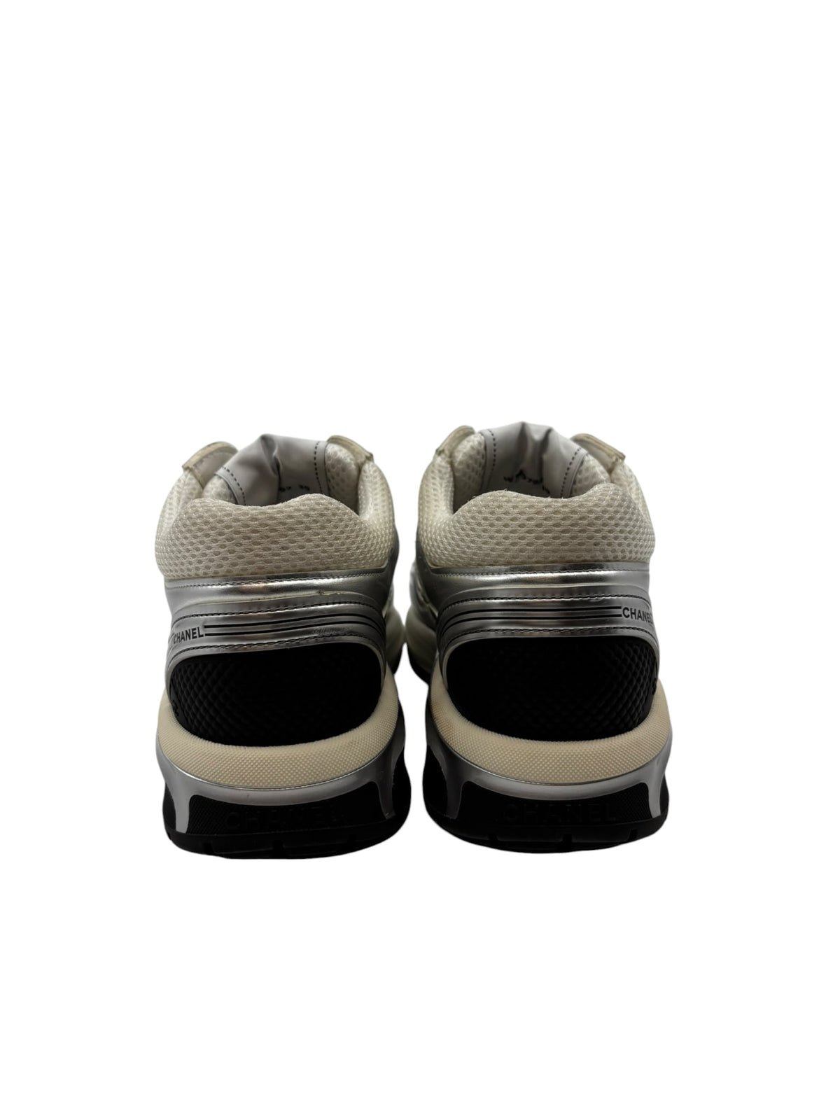 Chanel CC Logo Sneaker White Silver