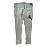 AMIRI Staggered Logo Skinny Jean Antique Indigo Black