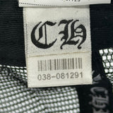 Chrome Hearts Cemetary Cross Leather Stitched Trucker Hat Black