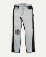 Gallery Dept. Leather Insert Bronco Flare Jeans Blue