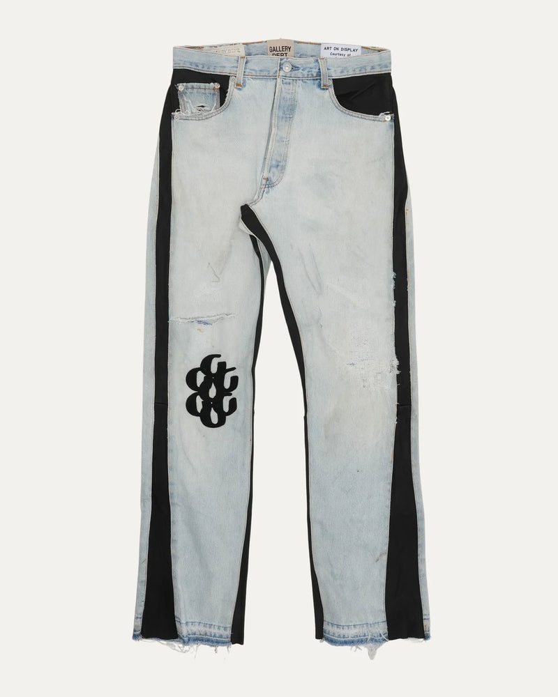 Gallery Dept. Leather Insert Bronco Flare Jeans Blue