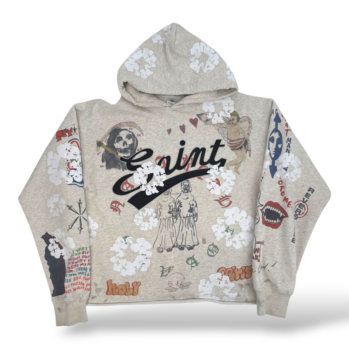 Saint Mxxxxxx x Denim Tears Graffiti Hoodie Grey