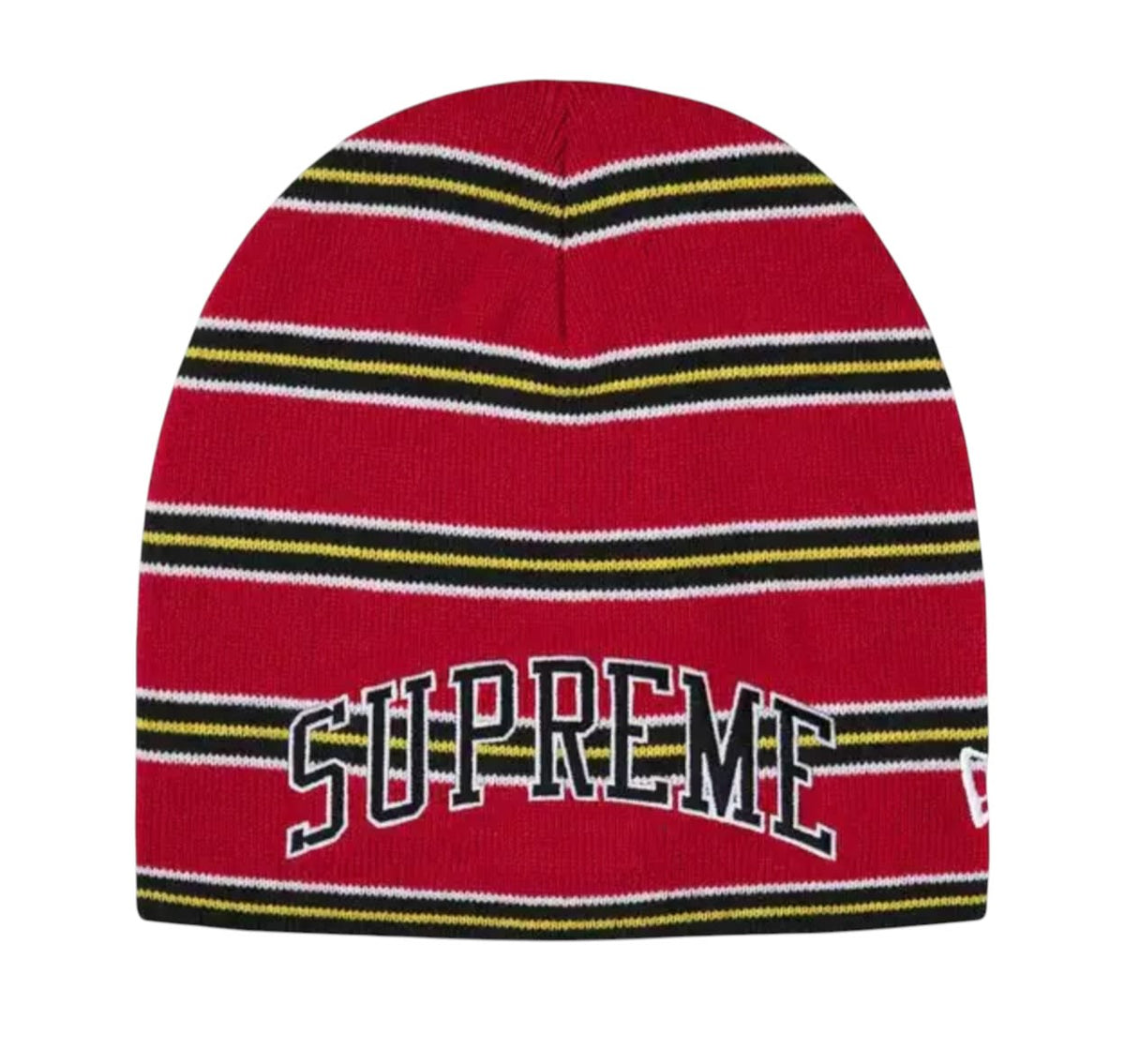 Supreme New Era Stripe Beanie Red