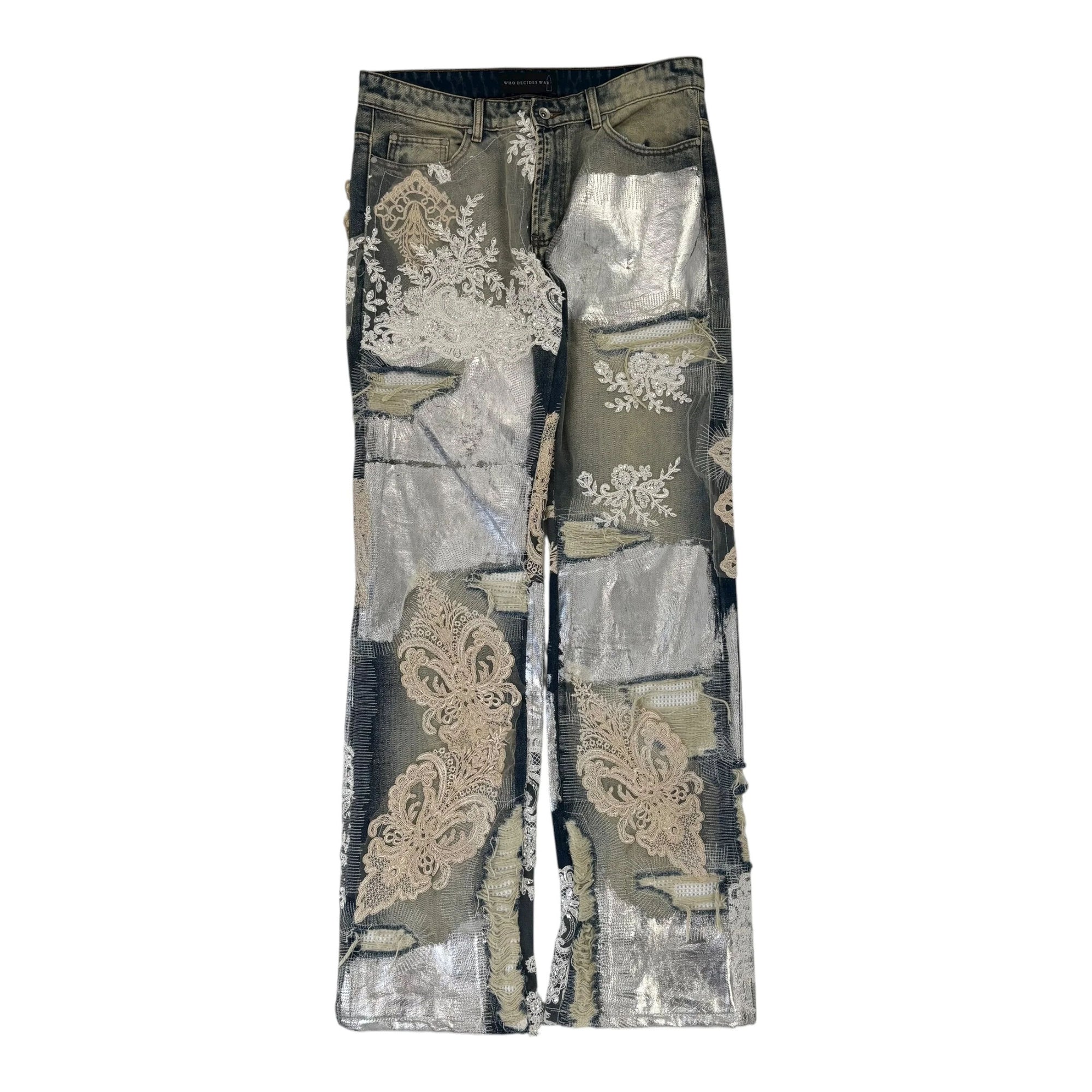 Who Decides War Metal Laced Denim Jeans "Grey Washed"