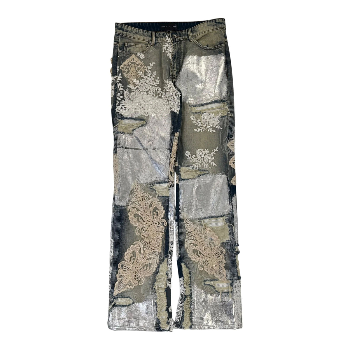 Who Decides War Metal Laced Denim Jeans "Grey Washed"