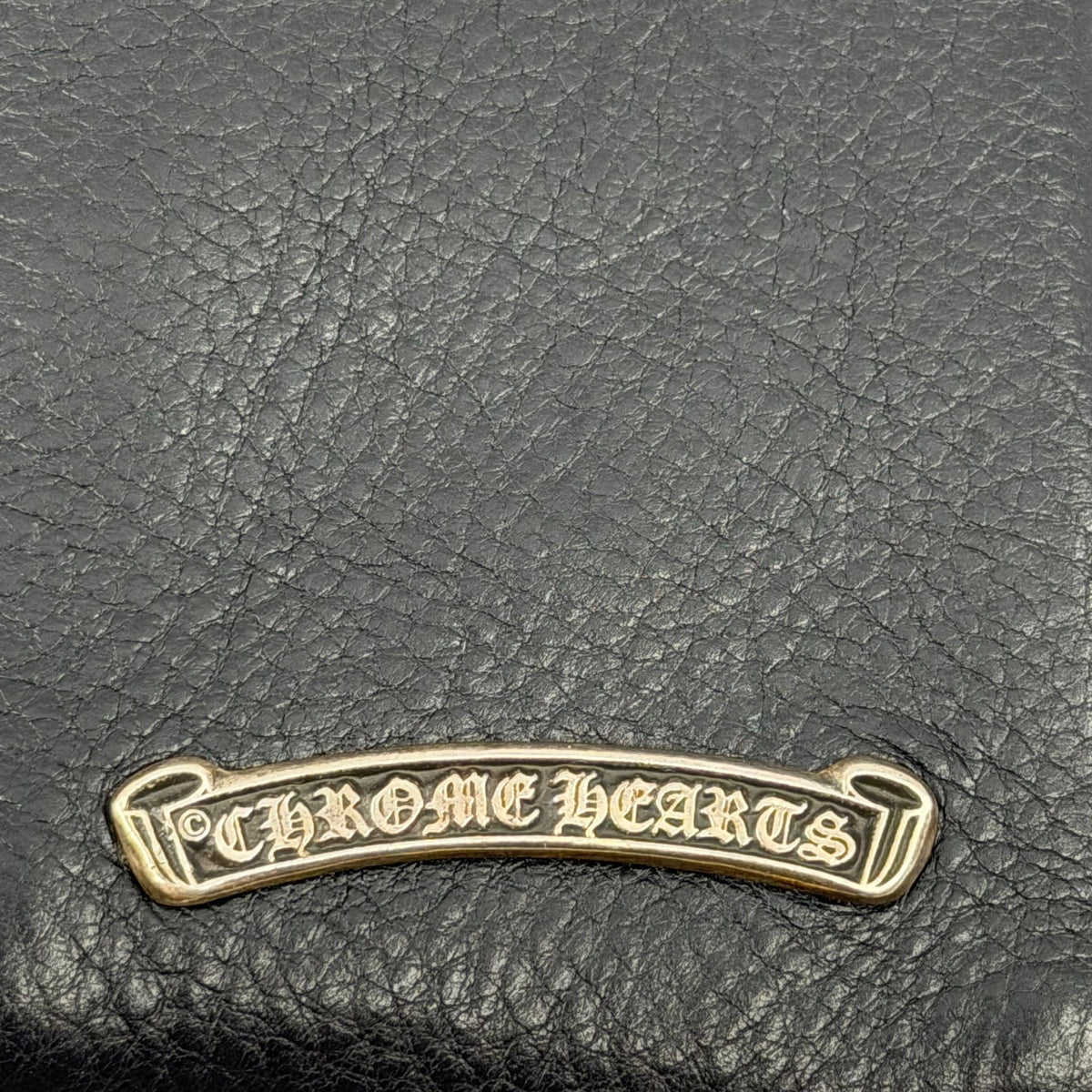 Chrome Hearts Leather Cross Patch Zipper Wallet Black
