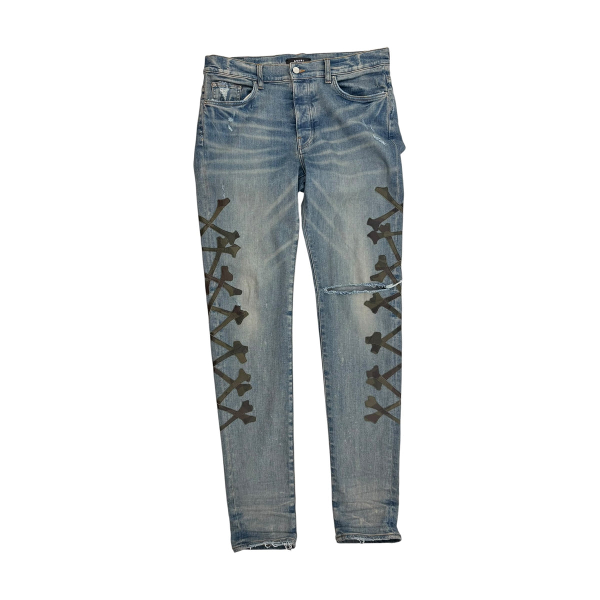 AMIRI Camo Bones Denim Jean Clay Indigo