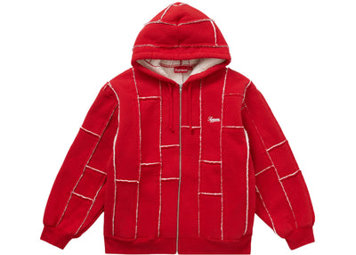Supreme Faux Shearling Zip Up Hooded Sweatshirt Red