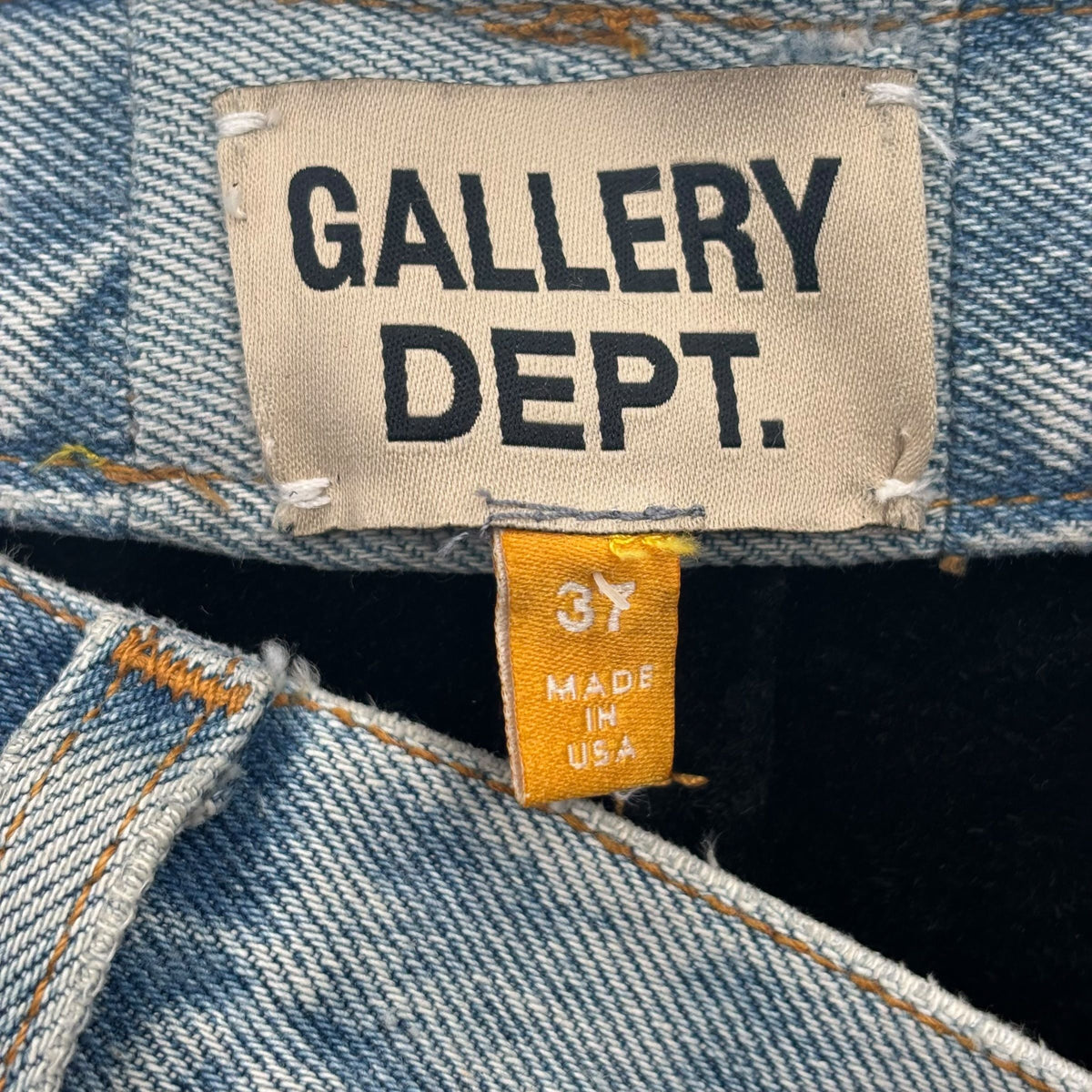 Gallery Dept. Leather Insert Bronco Flare Jeans Blue