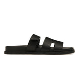 Hermes Chypre Sandal Noir Calfskin Leather (M)