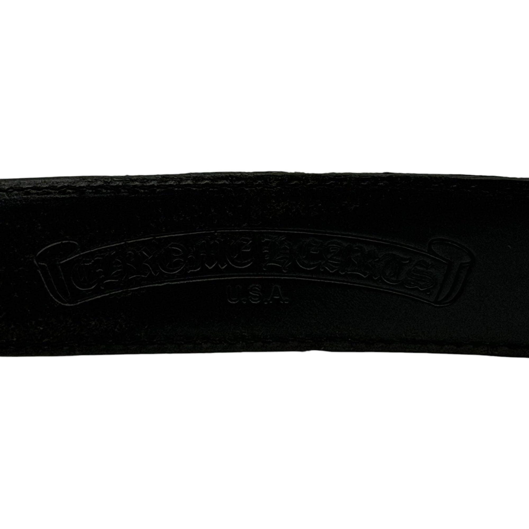 Chrome Hearts Silver Oval Cross Buckle & Belt Strap Black Accessory