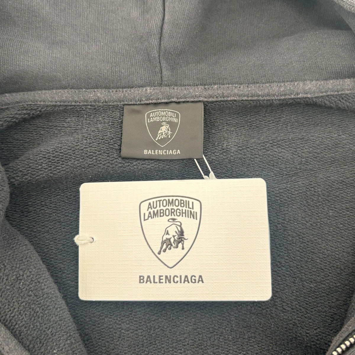 Balenciaga Automobil Lamborghini Zip-Up Small Fit Hoodie Faded