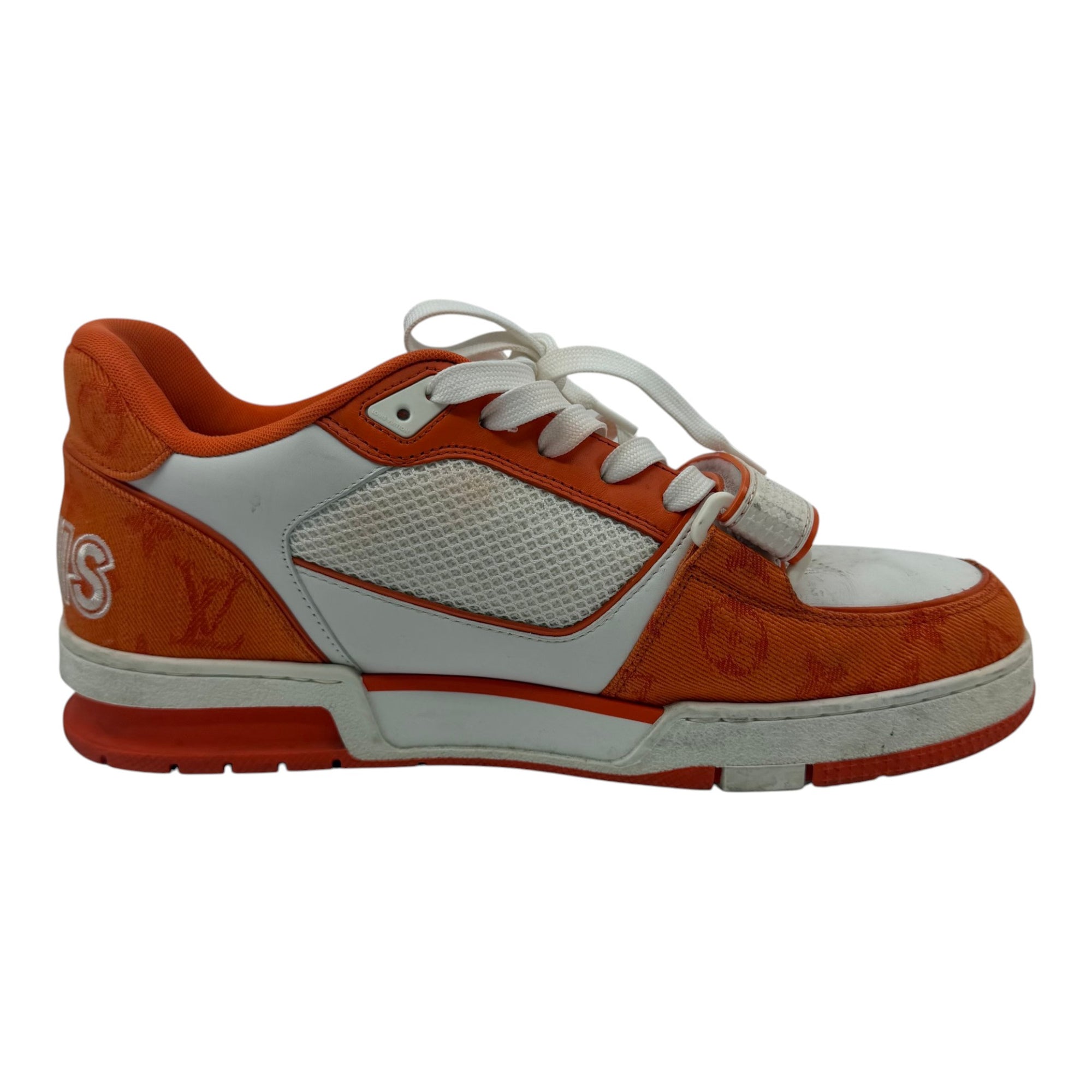Louis Vuitton Trainer Low Velcro Strap Orange Monogram Denim