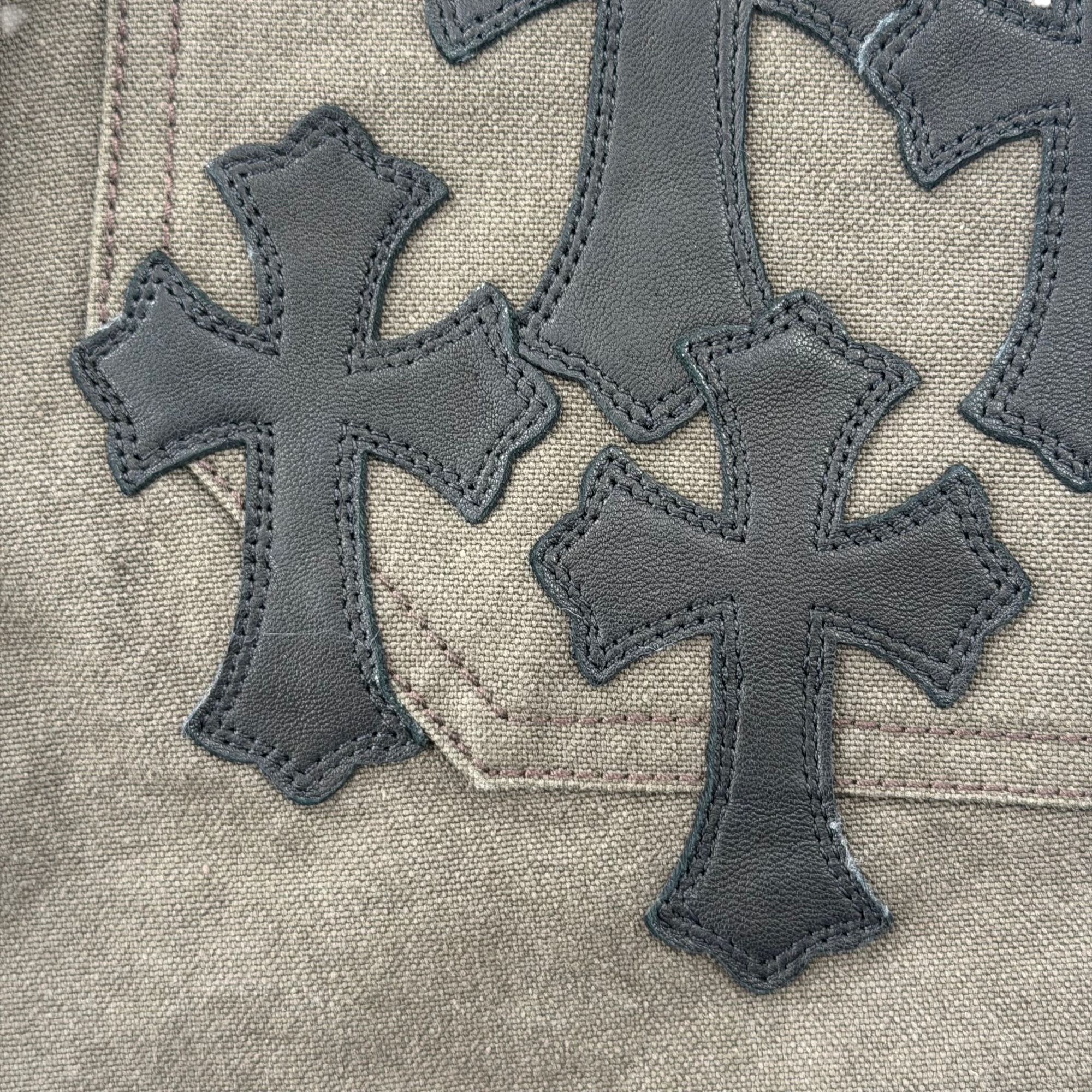 Chrome Hearts Double Knee 10 Patch Shorts Brown