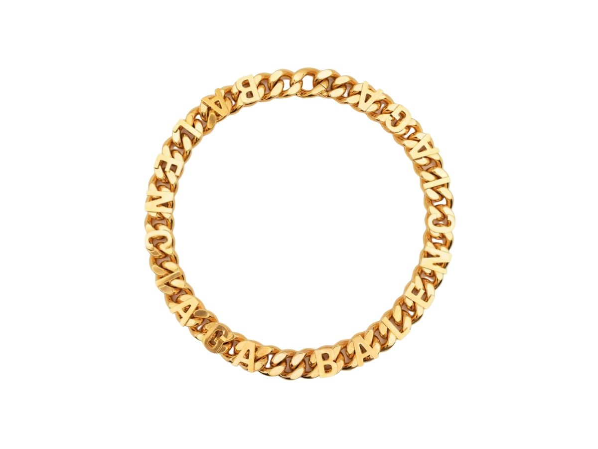 Balenciaga Logo Lettering Choker Necklace Gold