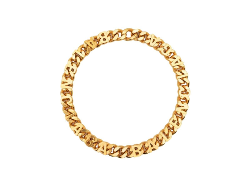 Balenciaga Logo Lettering Choker Necklace Gold