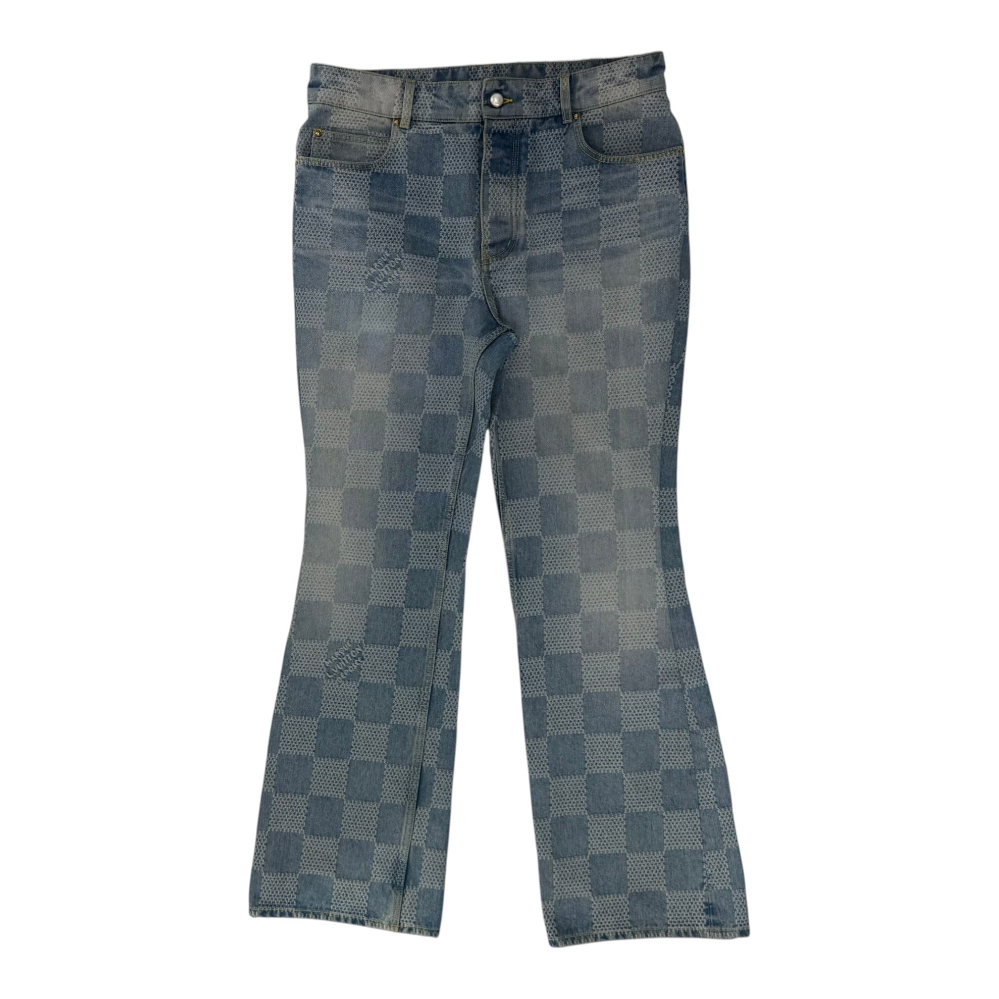 Louis Vuitton Damier Monogram Flared Jeans Blue