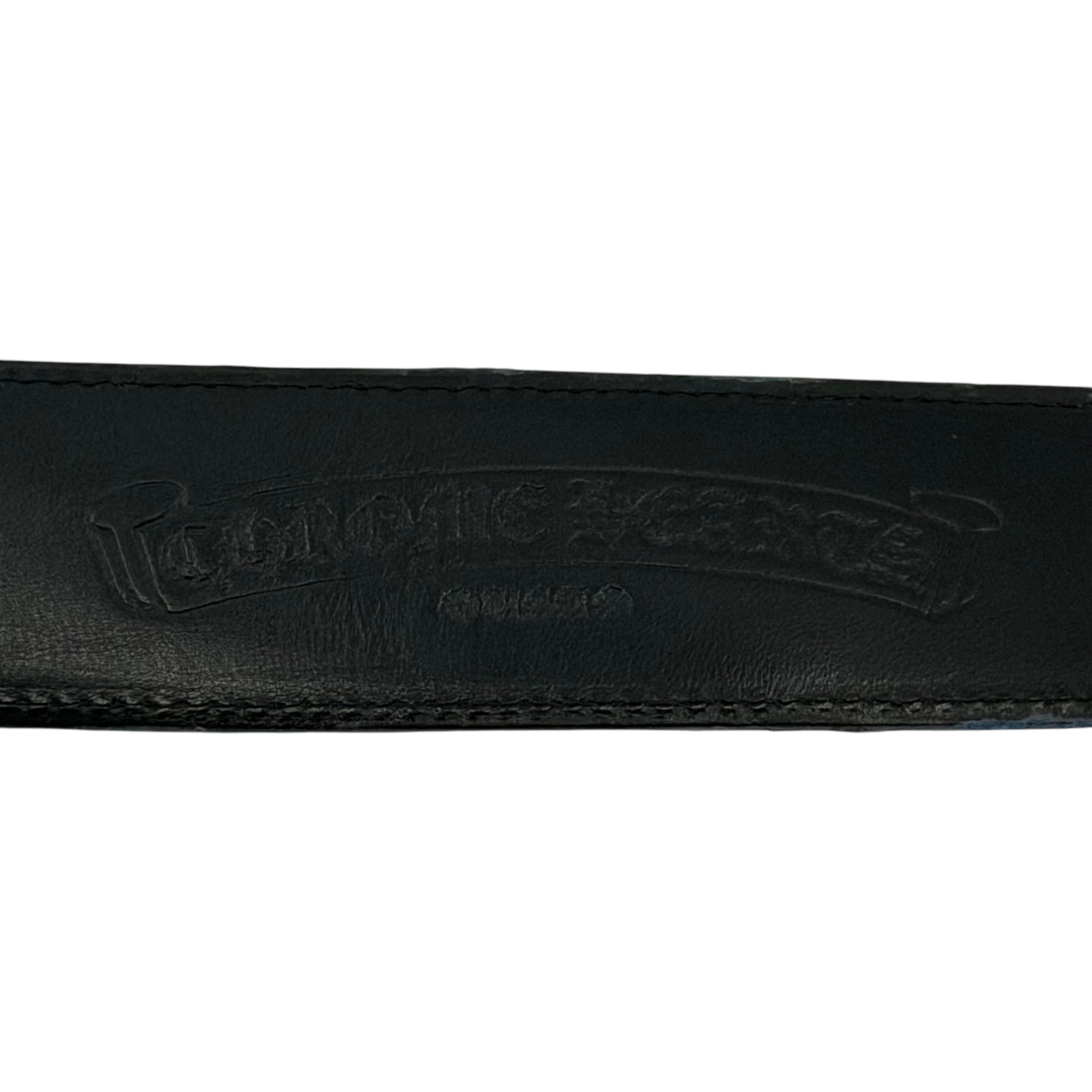 Chrome Hearts Blue Leather Belt Strap (With Rhodium Hardware)