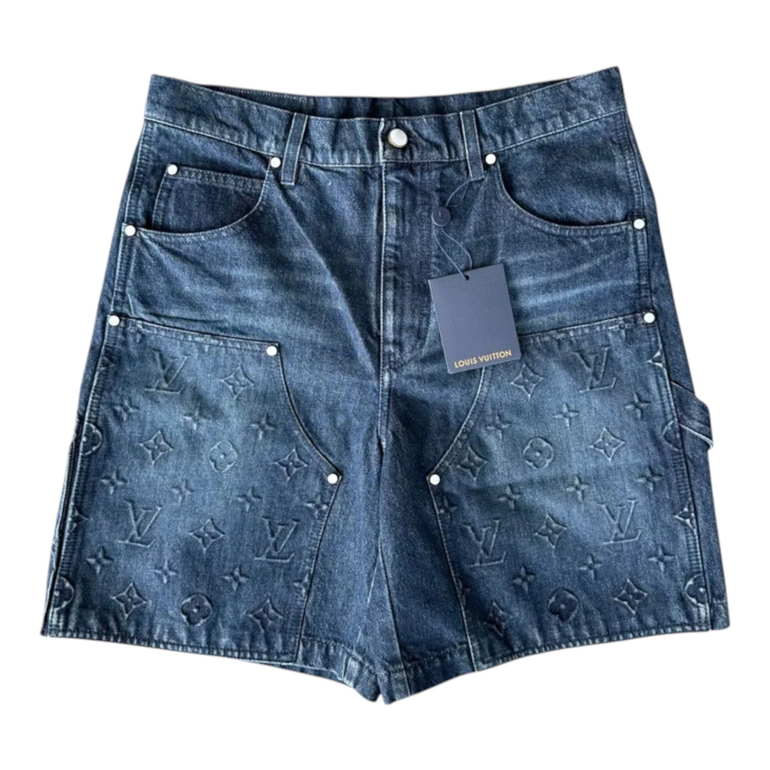 Louis Vuitton Monogram Carpenter Denim Shorts Blue