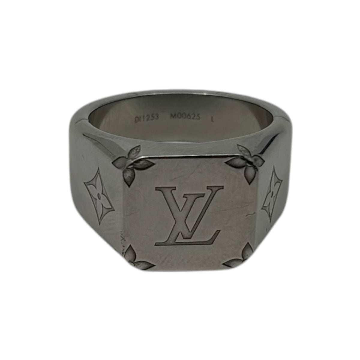 Louis Vuitton Signet Ring Engraved Monogram Palladium