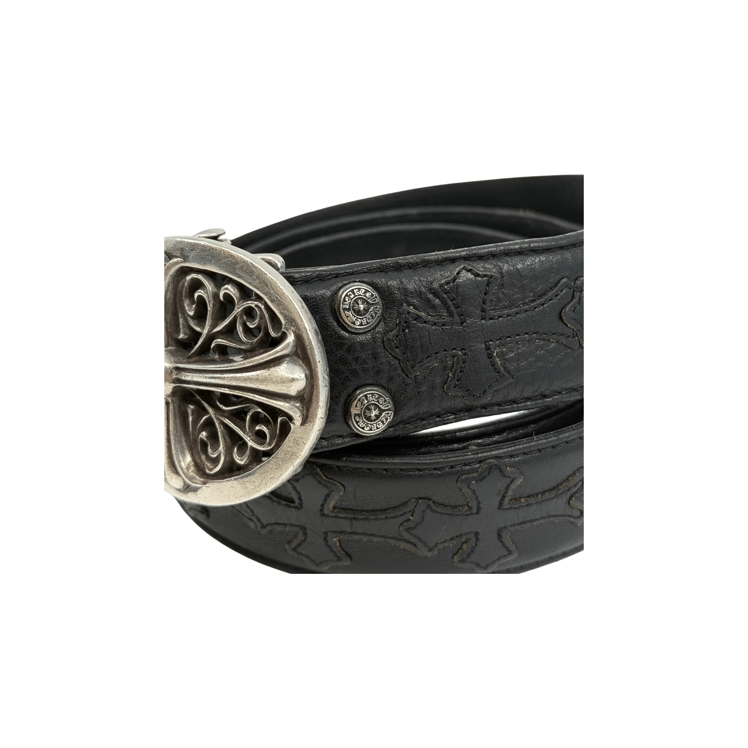 Chrome Hearts Oval Buckle Cross Patched Belt