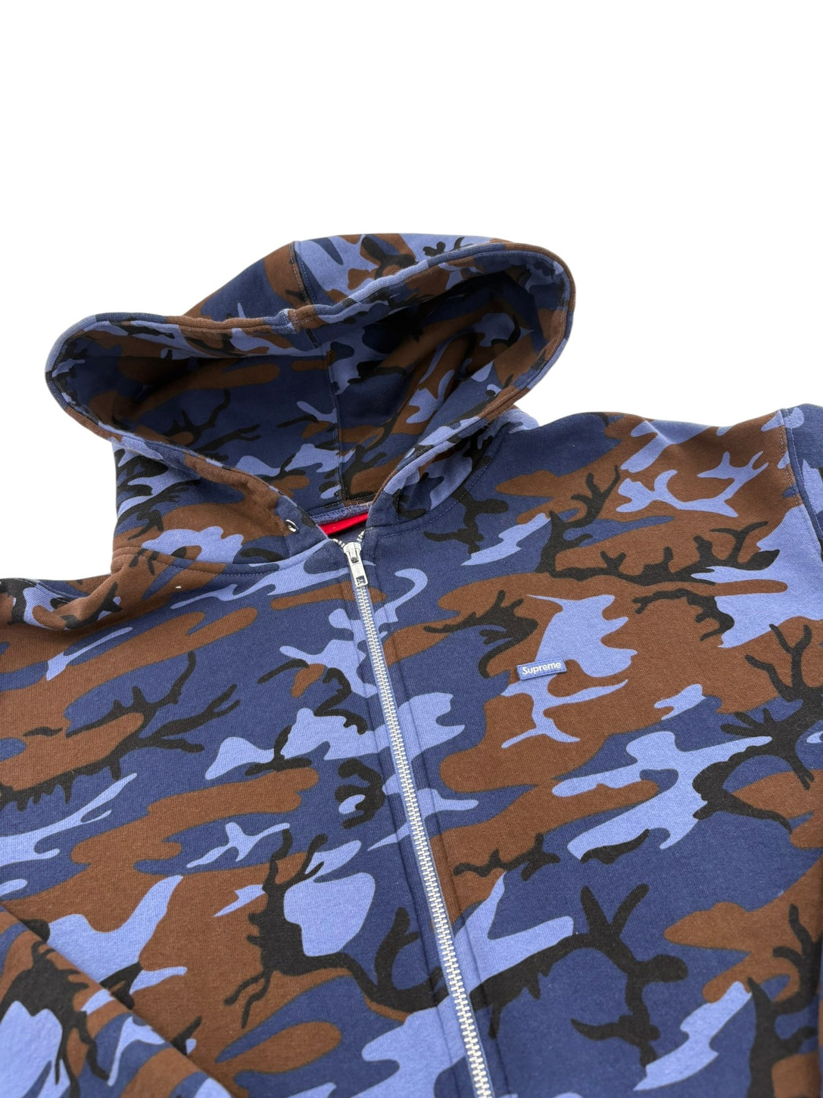 Supreme Logo Zip Hoodie Blue Camo