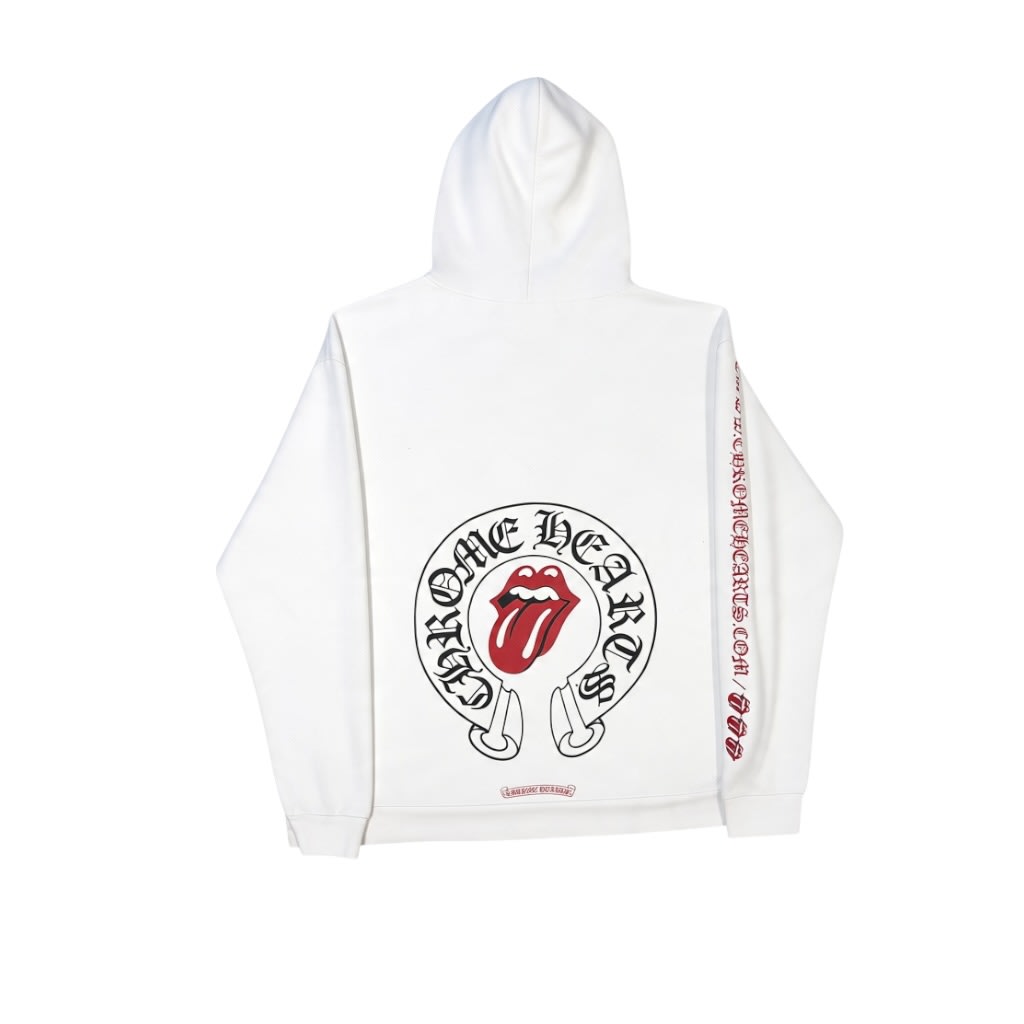 Chrome Hearts x Rolling Stone Lips Online Exclusive Hoodie White