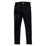 Amiri Waxed Staggered Logo Skinny Jean Black