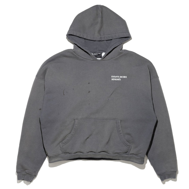ERD Thermal Lined Distressed Logo Hoodie Grey