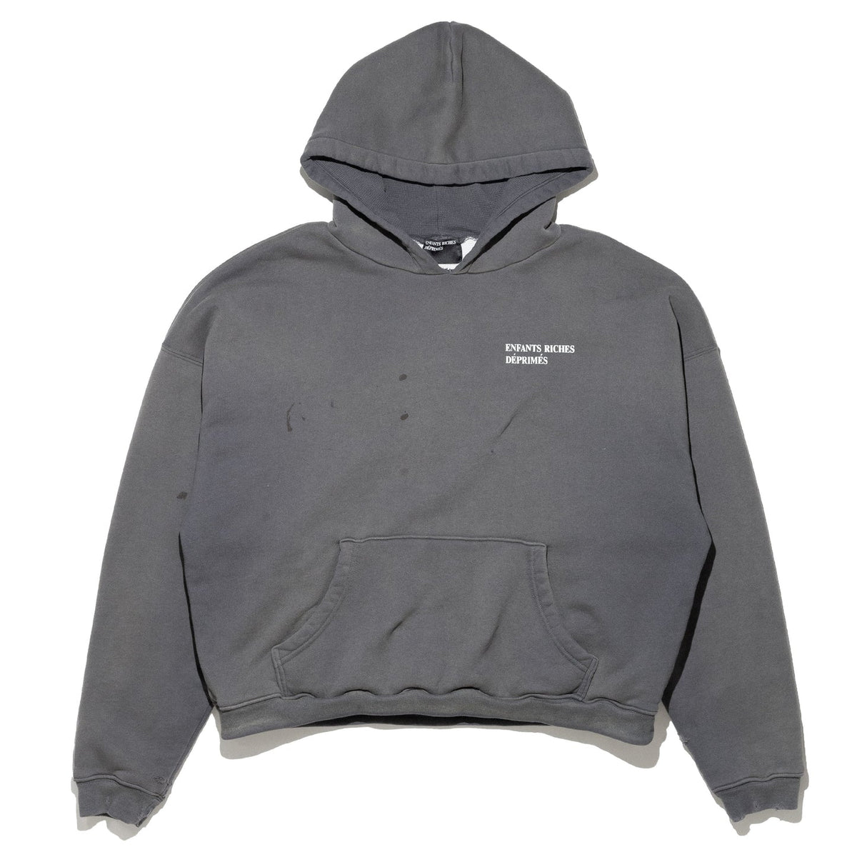 ERD Thermal Lined Distressed Logo Hoodie Grey