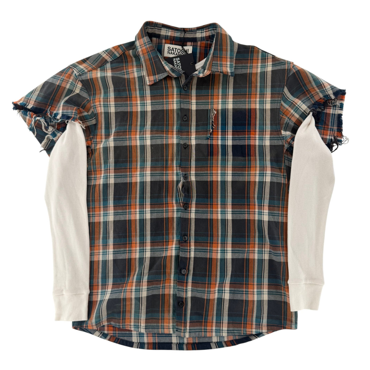 Satoshi Bender Cut Off Flannel Orange Plaid