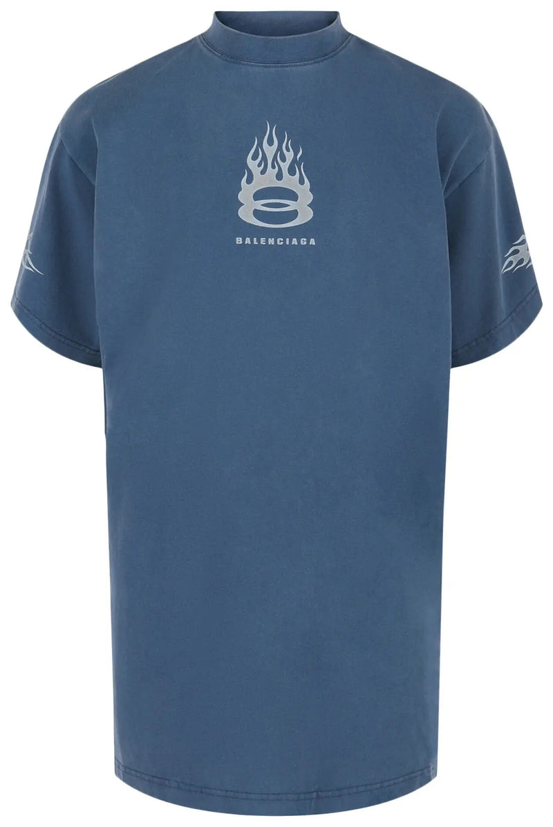 Balenciaga Burning Unity Oversized Shirt Washed Out Blue