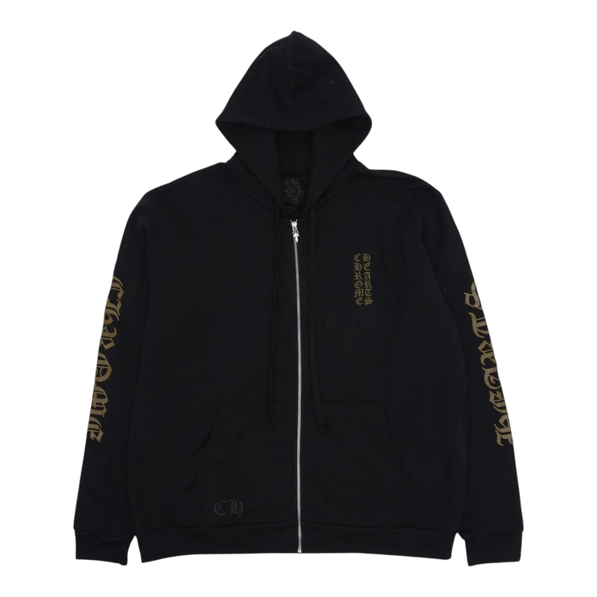 Chrome Hearts Glitter 1988 Vertical Logo Zip-Up Hoodie Black
