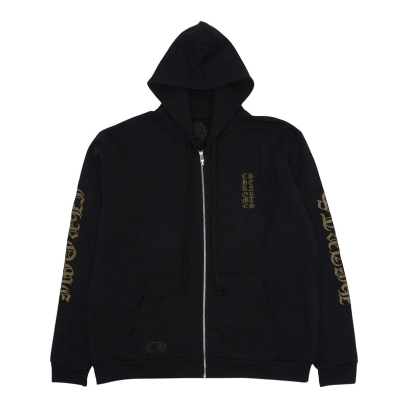 Chrome Hearts Glitter 1988 Vertical Logo Zip-Up Hoodie Black