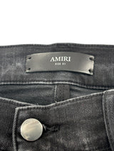 Amiri Hollywood Logo Patch Distressed Denim Black