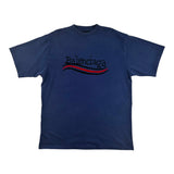 Balenciaga Political Campaign Large Fit T-Shirt Pacific Blue/White