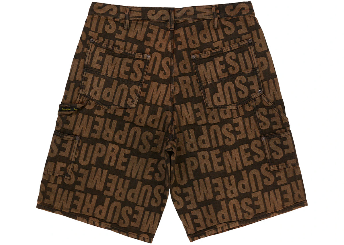 Supreme Repeat Jacquard Double Knee Denim Short Dark Brown