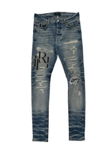 Amiri Staggered Logo Distressed Jeans