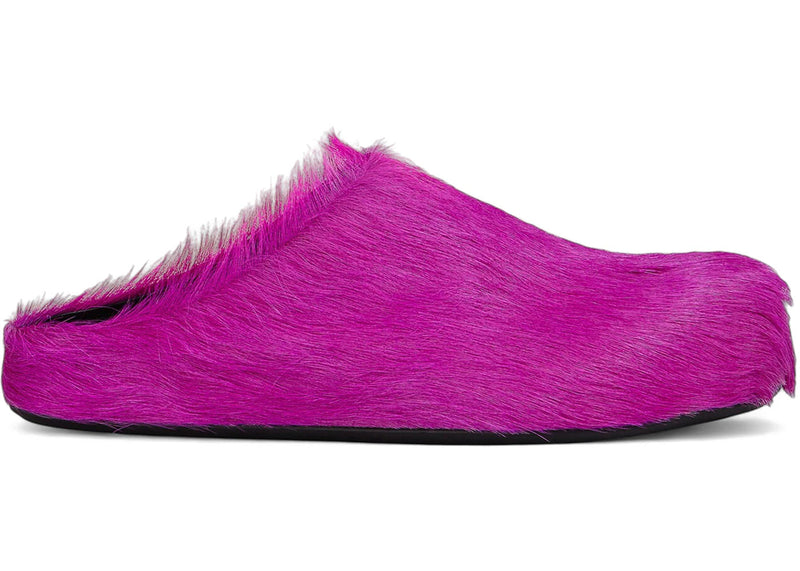 Marni Long Hair Calfskin Fussbett Sabot Mule Fuchsia