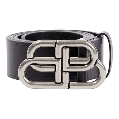 Balenciaga BB Large Leather Belt Black