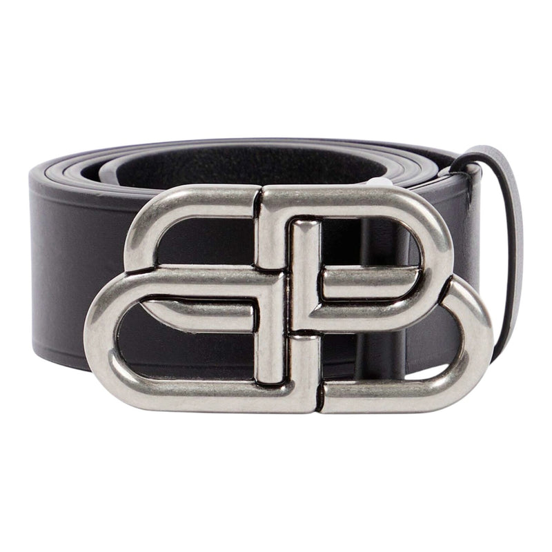 Balenciaga BB Large Leather Belt Black