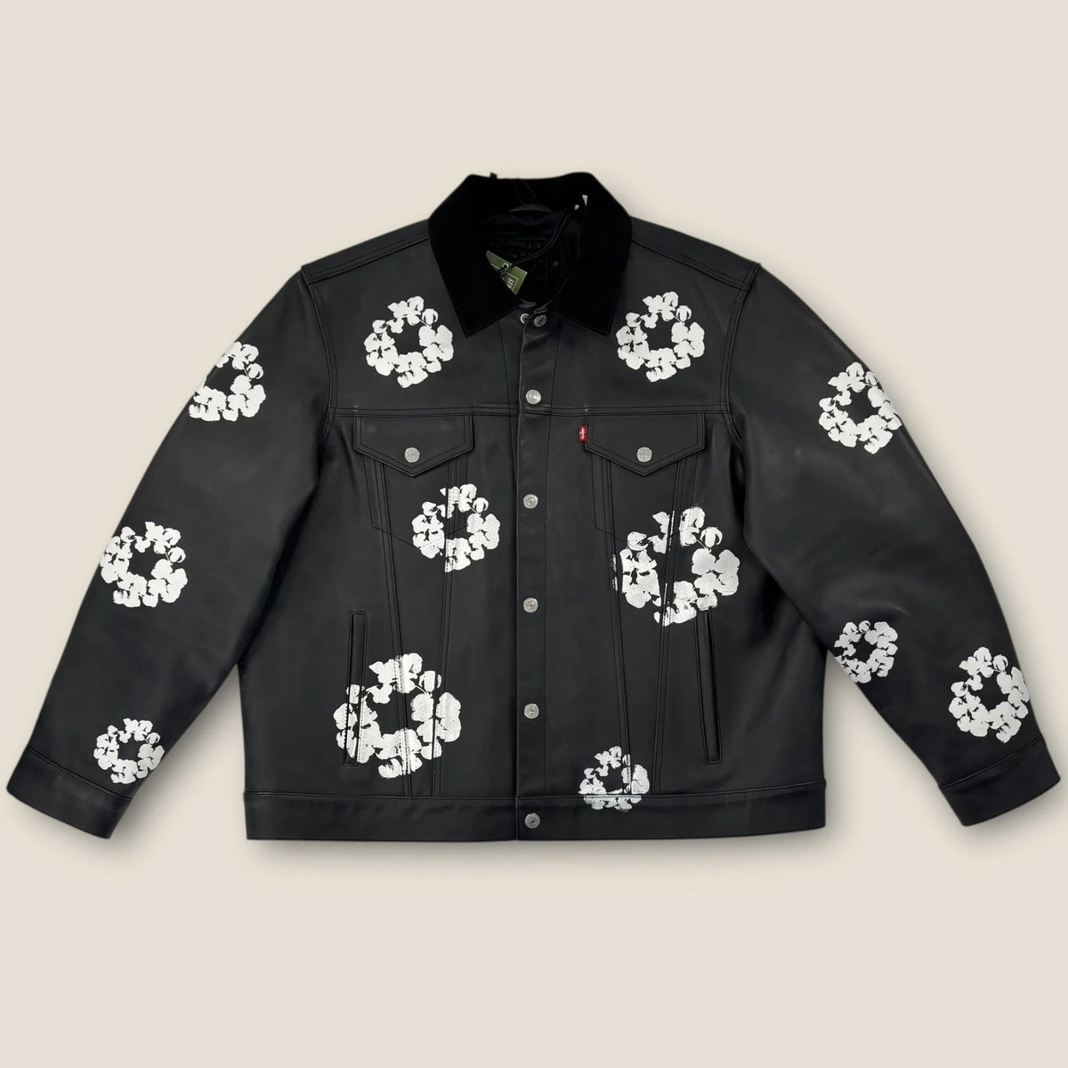 Denim Tears x Levi's Leather Cotton Wreath Type-3 Jacket Black Denim
