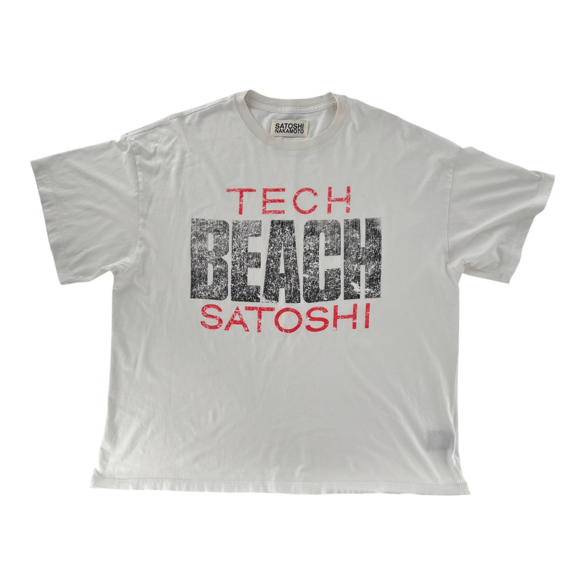 Satoshi Nakamoto Tech Beach Tee White