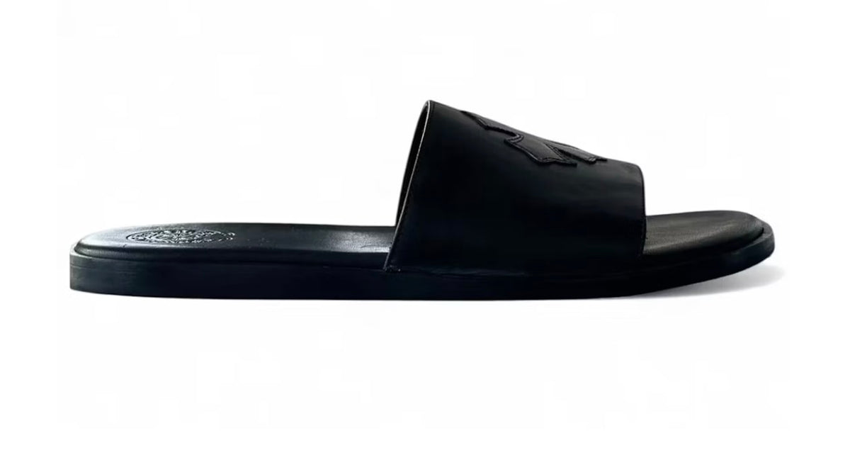 Chrome Hearts Leather Slides Black