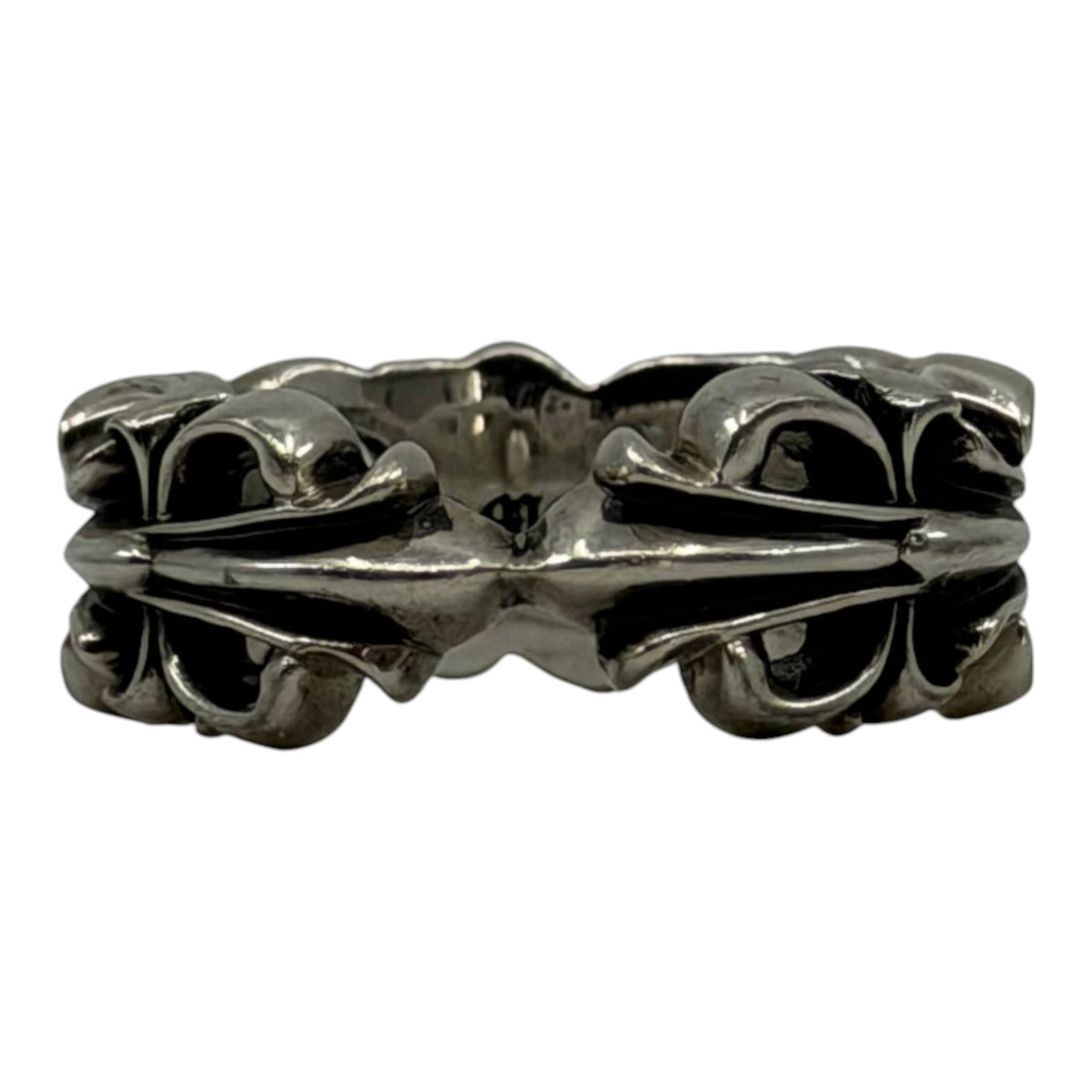 Chrome Hearts Diamond Floral Heart Ring Silver
