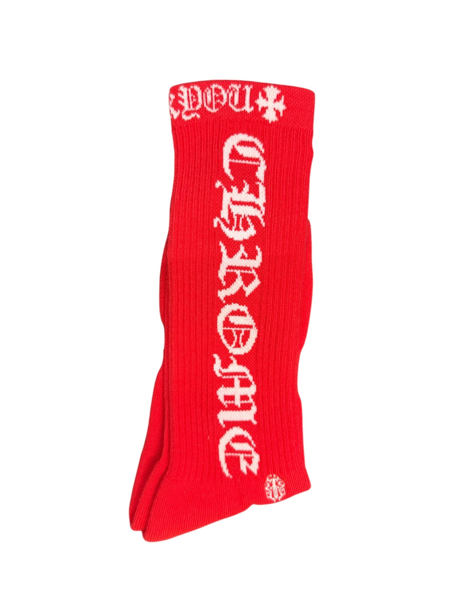 Chrome Hearts Vertical Logo Sock Red/White